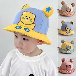 Gapas Sombreros Cartoon Bear Baby Bucket Hat Color sólido Tarra de pescadores Fisherman Kawaii