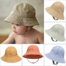 Caps Hats Cartoon Bear Baby Sun Hat Summer Mesh Cool Childrens Sunshade Big Brim Childrens Fisherman Hat Solid Color Boys and Girls Childrens Hat D240509