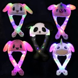 Casquettes Chapeaux Dessin animé brillant enfants en peluche oreilles mobiles chapeau de lapin drôle chapeau de lapin lumineux Cosplay fête de Noël chapeau de vacances 5-18 ans adulte 231213