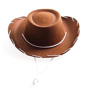 Gorras Sombreros Niños Marrón Rojo Fieltro Woody Cowboy Hat Ajustable Western Big Brimmed Cowboy Dropship 231207