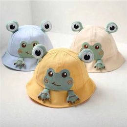 Caps chapeaux pour enfants chapeau seau printemps extérieur garçons et filles chapeau de soleil été mignon grenouille enfant pêcheur chat coton panama chapeau d240509