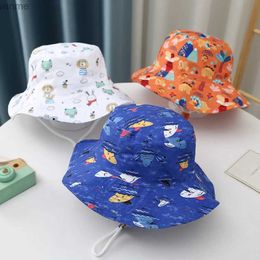 Caps Hats Childrens Cartoon Gedrukte hoed Baby Sun Hat Boys and Girls Cotton Beach Summer Embet Hat Childrens Fisherman Hat WX