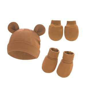 Casquettes Chapeaux Mignon Bébé Chapeau né Bonnet Gants Chaussettes Ensemble Bonnet Oreille Forme Né Cadeau Pographie Props Infantile Accessoires De Mode 230901