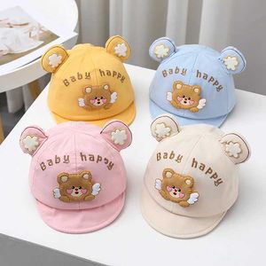 Caps hoeden schattige beer baby honkbal pet voor jongensmeisjes cartoon piekhoed zomers zachte riem baby peuter zon vizieren hoed y240514