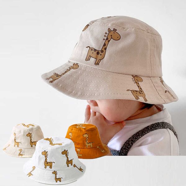 Gorras Sombreros Lindo Dibujos animados Jirafa Bebé Sombrero de cubo Suave Ala ancha Bebé Niña Niño Sombreros para el sol Verano Niños Gorra de playa Infantil Niño Pescador Cap P230323