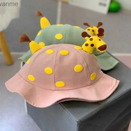 Caps hoeden schattige lente en zomer cartoon giraffe baby emmer hoed katoen vissers hoed baby boy girl sun hoed 1-3 jaar oud wx