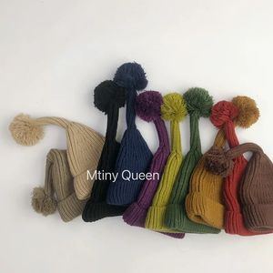 Bonés chapéus cervos jonmi inverno estilo coreano crianças chapéus de malha bobbles quente bonito cor sólida unisex crianças chapéu ao ar livre 231115