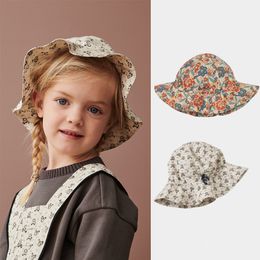 Caps Hats Enkelibb CB* Girl Summer Hat Lovely Floral Pattern Hats Baby Girl Brand Designer Hoeden 230313