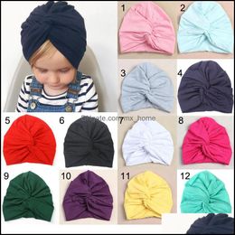 Casquettes Chapeaux Europe Mode Infantile Bébé Chapeau Enfants Kink Noeud Solide Couleur Biggin Filles Enfants Skl Cap Mxhome Drop Livraison 2021 Mxhome Dhdkj