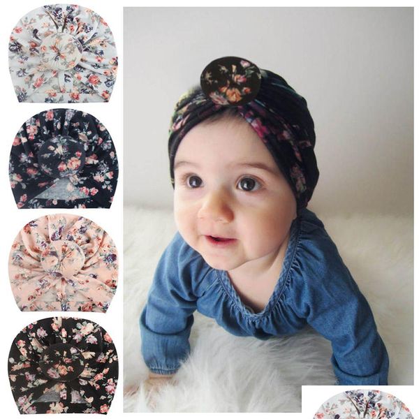 Gorras Sombreros Europa Infantil Bebé Niñas Sombrero Donut Headwear Niño Niño Niños Gorros Turbante Florales Sombreros 4 Colores A613 Bebé, Niños Matern Dh2Na