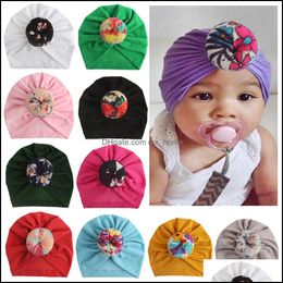 Casquettes Chapeaux Europe Infantile Bébé Filles Chapeau Topknot Chapeaux Enfant Toddler Enfants Bonnets Turban Donuts Florals Enfants Accessoire Mxhome Dhod4