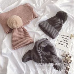 Caps hoeden mode katoen baby gebreide hoed sjaal herfst winter kinderen kraag jongens meisjes warme beanies sets 220921