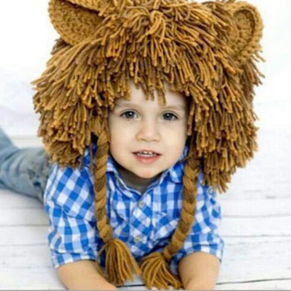 Caps chapeaux drôle lion enfants baby hather perruque cape hiver hiver laine chaude fil tricot crochet kids chapeaux et caps habillant la photo accessoires 230328