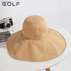 Caps hoeden golfvisser hoed dames lente en herfst big rand zonbescherming uv zon hoed zomer grote riem gezicht cover sun hatl240429