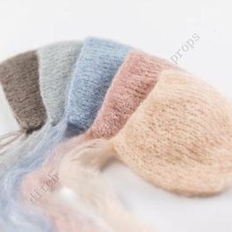 Casquettes chapeaux artisanat bébé tricot à la main Mohair Bonnet accessoires de photographie propon cadeau de douche 230919