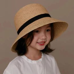 Casquettes chapeaux japonais enfants bébé Simple et généreux voyage parasol protection solaire Raffi chapeau de paille tricoté à la main chapeau de soleil 231129