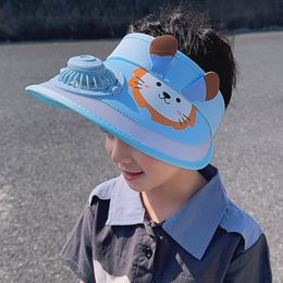 Caps Hats Kids Fan Sun Hats Summer UV Protect Sun Sombon con ventilador de ventilador de enfriamiento al aire libre USB Ventilador recargable Ventilador de tenis de béisbol vacío 230717