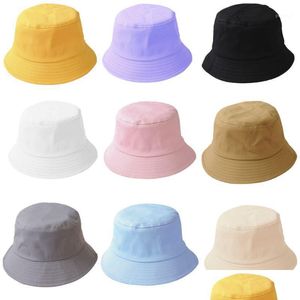 Caps hoeden Koreaanse ADT Kids Zomer opvouwbare emmer hoed vaste kleur hiphop brede rand UV Bescherming Ronde Sunsn Fisherman C DH04V