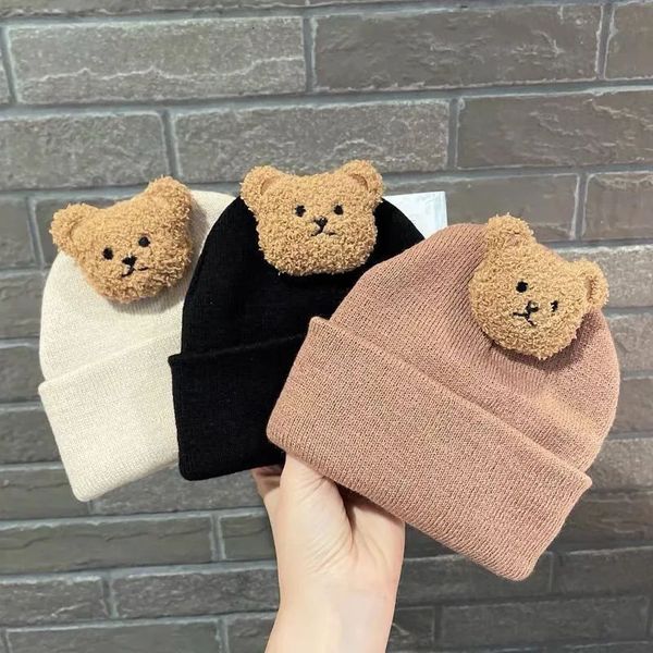 Casquettes Chapeaux Coréen Dessin Animé Ours Bébé Chapeau Tricoté Garçons Filles Hiver Chaud Mignon Animaux Enfant En Bas Âge Enfants Casquette Bonnets Bonnet 231010