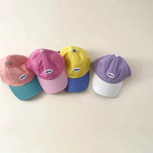 Caps hoeden Koreaanse kleurblok eend tong hoed voor jongensmeisje outdoor zonbescherming vizieren mode kinderen honkbal hoed roze kinderen piekkap y240514