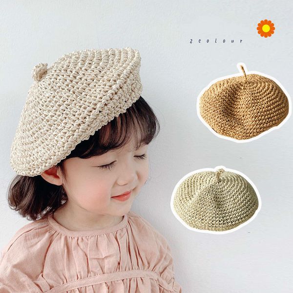 Gabnictos de gorros estilo japonés coreano Hombo de paja hecho a mano Fashion Baby Girl Baby Crochet Cap Gurn Women Kids Summer Travel Travel Boina 230725