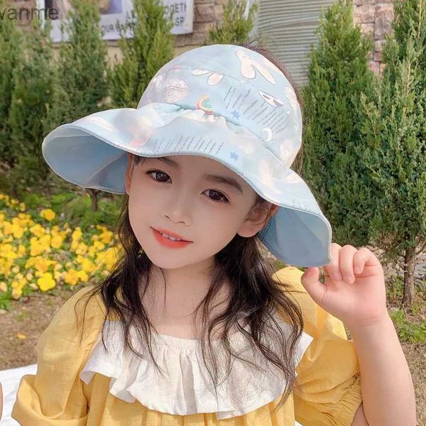 Caps chapeaux coréen style nouvel enfant mignon arc-en-ciel protection de lapin soleil girl extérieur aérien top chapeau wx