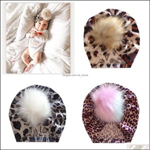 Caps Hats M312 Nieuwe herfst winter baby babyhoed kinderen faux bont ball leopard colorf kinderen floceren skl cap turban drop del mxhome dhw2u