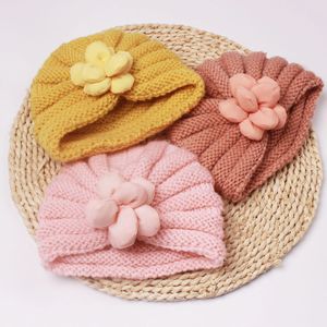 Casquettes Chapeaux Nouveau-né Fontanel Bonnet Chaud Mignon Bébé Fille Petite Fleur Bonnet Tricoté Tout-Petits Crânes Au Crochet Bébé Beau Turban Chapeau