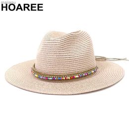 Caps hoeden roze panama hoed dames zon hoed stro hoed strand fedora zomer hoed width brim sombrerosl240429