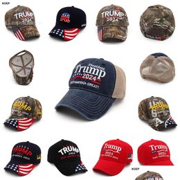 Petten Hoeden President Donald Trump 2024 Bal Hoed Honkbal Ontwerpers Zomer Dames Heren Snapback Sport Joggen Outdoor Strand Zon Viso Dhgcu