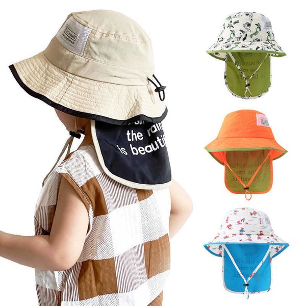 Gorras Sombreros de secado rápido para niños Sombrero de cubo Verano Playa Bebé Sombreros para el sol con chal Viajes Niños Gorras para niños Niñas Accesorios para bebés 2-6Y P230323