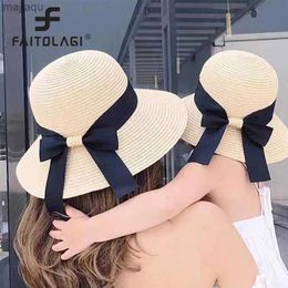 Caps hoeden lint boog dames stro hoed zomer buiten strand vakantie zonneschijn vouwstrand hoed dames visser hoed dames sunshade hatl240429