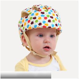 Caps hoeden veiligheid baby beschermende helm katoen gaas zacht verstelbare hoofdbeschermer kinderkap voor jongens meisjes leren lopen 230720 d dhzkm