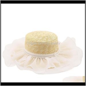 Casquettes Chapeaux, Foulards Gants Mode Aessorieswomen Naturel Blé St Chapeau Dentelle Perle Ruban Cravate 9Cm Bord Canotier Plage Soleil Cap Dame Été Large