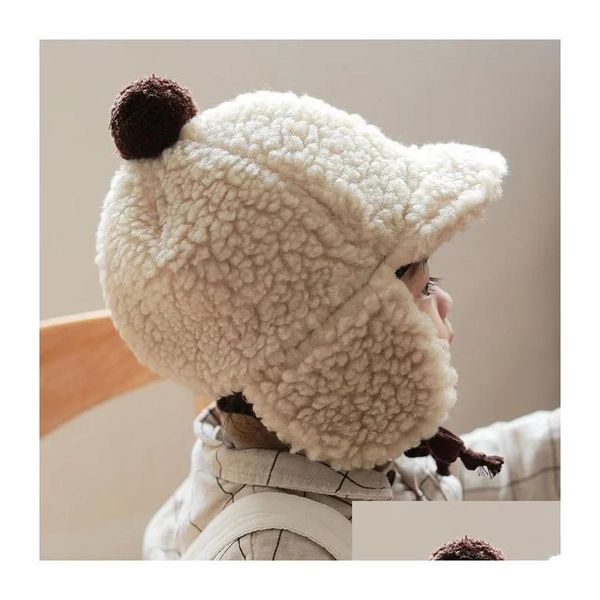 Casquettes Chapeaux Vendre des accessoires pour bébés Filles Garçons Oreilles chaudes Hiver Bonnet doux Chapeau Oreille Casquette en peluche Fuzzy Solid Props Drop Livraison Enfants M Dhnjb