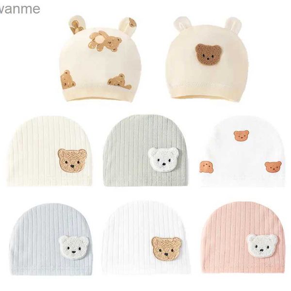 Caps chapeaux doux bébé bonnet chapeau bébé carton carton ours oblige désossé chapeau en lin nouveau-né tête portant un chapeau de printemps à l'épreuve du vent 0-3m chapeau bébé wx