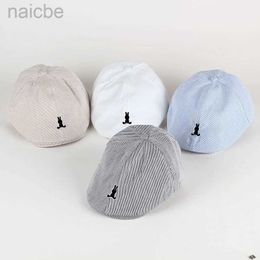 Caps Hats Solid Color Children Berets Stripe Cotton Dunne Fashion Simple Kids Hoeden Caps Berretto Baby Caps For Boys Girls Bonnet Boina D240425