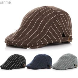 Caps hoeden lente en herfst babymuts klassiek gestreepte baret boys katoen verstelbare kinderen hoed auto label retro childrens baret wx