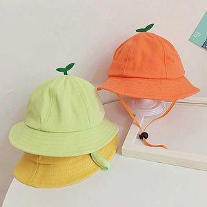 Caps hoeden Lente peuter emmer hoed met spruitkinderen trekstring visser hoeden katoen strand zonnedop voor jongen meisje kinderen groene panama hoed