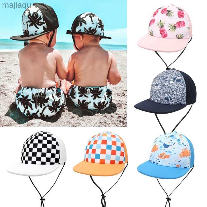 Caps chapéus de verão chapéu de bebê rápido praia praia criança chapéu de sol meninas e garotos acessórios Snap Snap Snap Crianças Chapéu de Baseball 6m-10yl240429