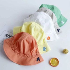 Caps hoeden zomer baby zon hoed snoepkleur katoenen emmer hoeden voor peuter meisjes jongens brief visser cap
