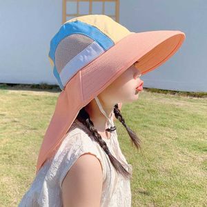Caps chapeaux d'été bébé chapeau de soleil avec des volets de cou uv ceinture de protection largeur brun plage hat
