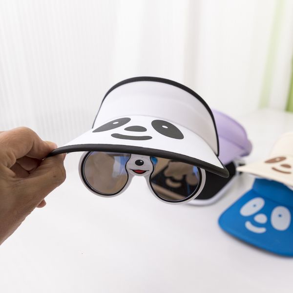 Casquettes Chapeaux Été enfants Chapeau Avec Des Lunettes De Bande Dessinée Panda Big Brim Protection Solaire Visière Cap Pour Fille Garçon Vide Top Soleil Chapeaux Beach Tennis Caps 230608