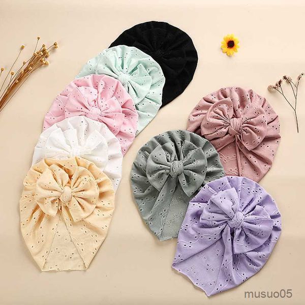 Casquettes Chapeaux Doux Dentelle Broderie Bébé Chapeau Turban Doux Élastique Creux Bébé Bonnets Printemps Été Couleur Unie Enfants Fille Garçon Tête Wrap