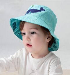 Caps Hats Tou-- Baby Mooie Shark Sunhat Kids Fashion Cotton Visor Baby Boy Baby Boy's Fashion Knaked Reversible Hat Embet Cap 1pc 230313