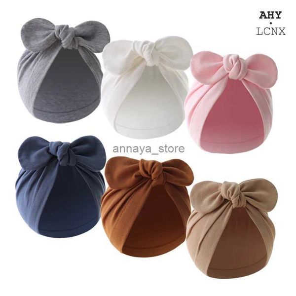 Gorras Sombreros Turbante Bebé Niñas Niños Sombrero Lindo Nudo de Flor Orejas de Conejito Sombrero Algodón Recién Nacido Gorros para Niños Niño Infantil Accesorios para el Cabello L231129