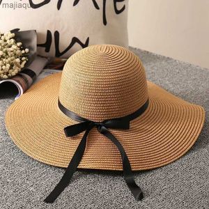 Caps chapeaux Vacation chapeau seaside big brim paille du chapeau de plage d'été petit et frais pliable soleil hatl240429