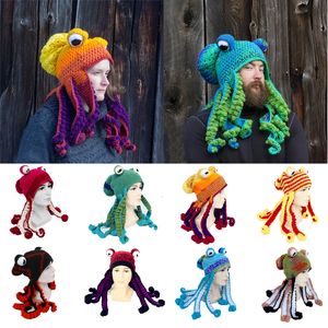 Casquettes Chapeaux VOGUEON Adulte Nouveauté À La Main Drôle Animal Tentacule Poulpe Chapeau Crochet Barbe Hommes s Tricot Couvre-chef Parti Cadeau 230720