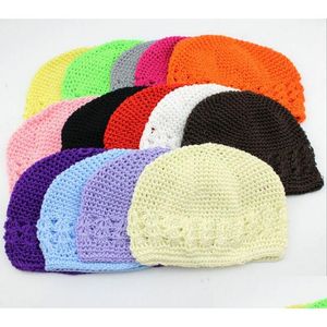 Casquettes Chapeaux En Gros 20 Pcs Taille M L Enfants Coton Kufi Classique Tricot À La Main Bébé Crochet Bonnet Fille Tricoté Skl Mz9109 Drop Deli Dhazx