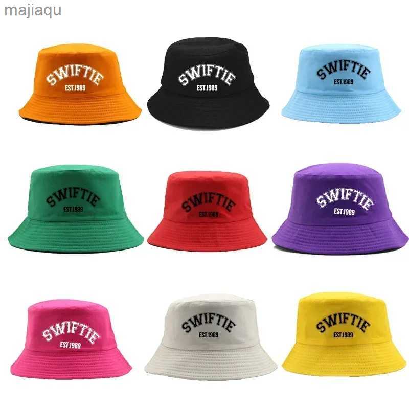 모자 모자 도매 베스트셀러 버킷 모자 인쇄 1989 Summer Cotton Sun Beach Hat Womens Fisherman Hat Unisex Concertl240429